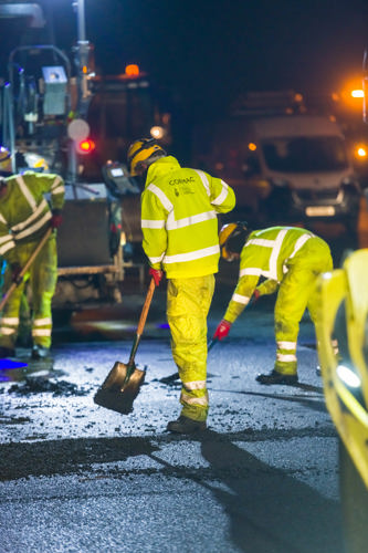 Roadworks - Cormac working at night time