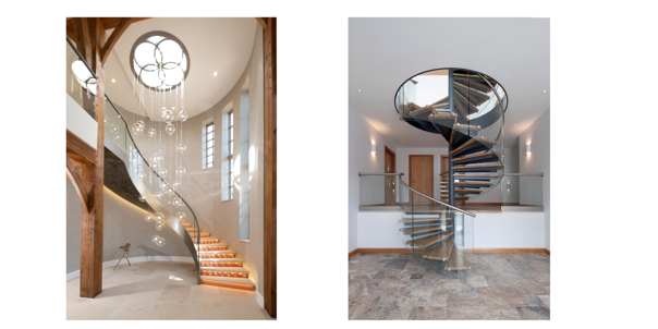Spiral UK two examples of their designed and manufactured staircases